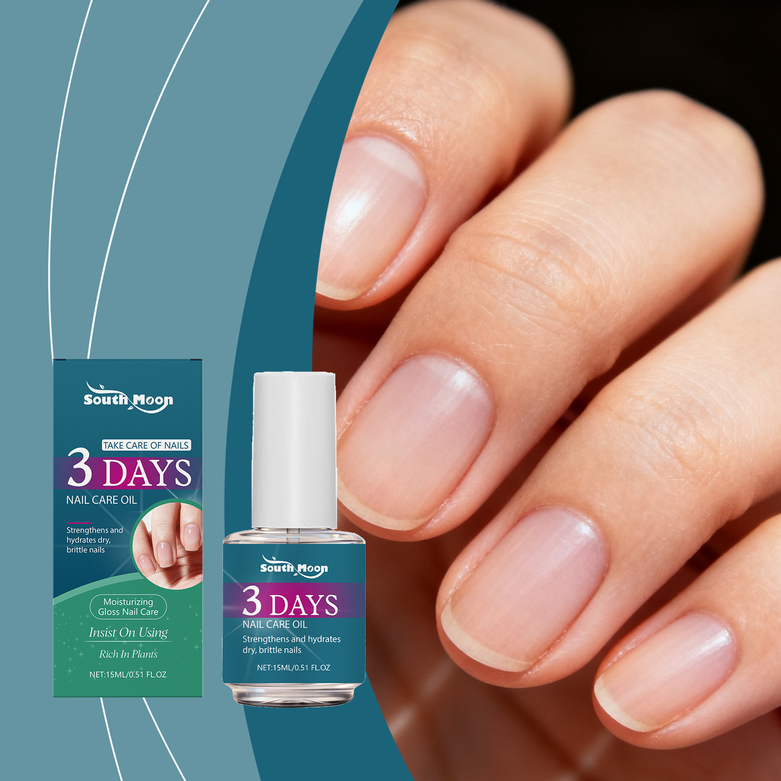 Solução de Cuidado de Unhas 3 Dias - Keratina e Aminoácidos para Fortalecimento, Hidratação e Unhas Secas, Fracas e