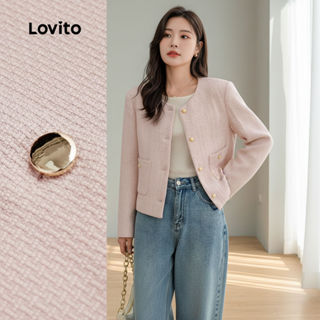 Lovito Casaco Sofisticado com Fivela de Bolso Modelagem Outono Inverno Rosa Feminino L156AD250 em Oferta na Shopee
