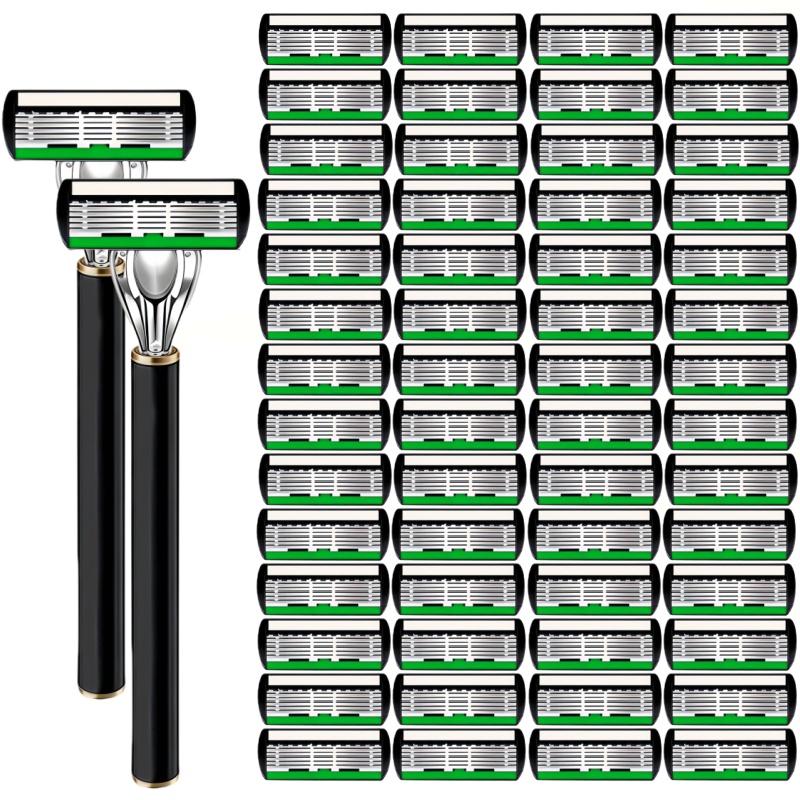 Barbeador de Segurança Preto Puro com 6 Camadas - Adequado para Barbear Masculino e Depilação Feminina, Material