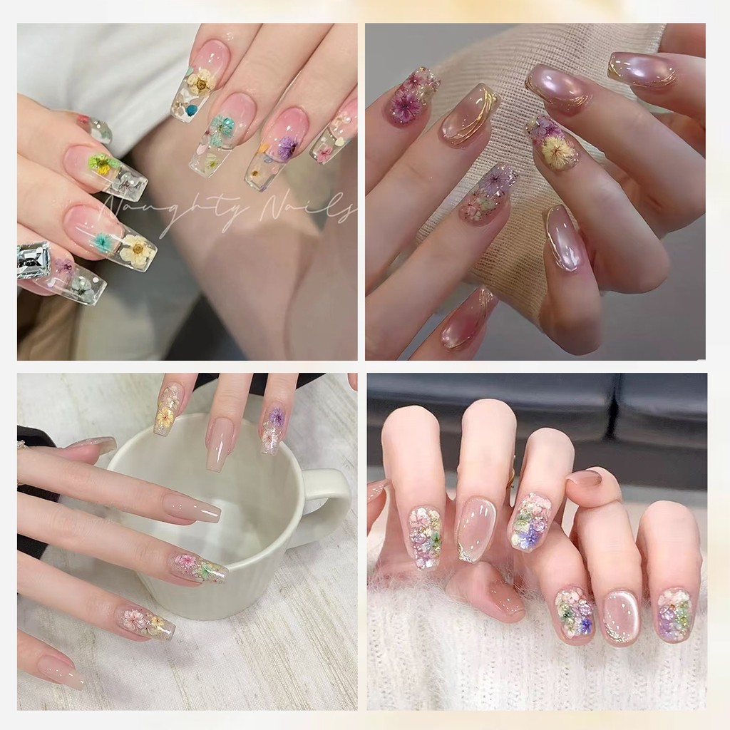 Detalhes do 3/6/12 Folhas Adesivos de Unhas Florais, Pétalas de Flor em Aquarela, Estilo Botânico de Jardim de Primavera, Tons