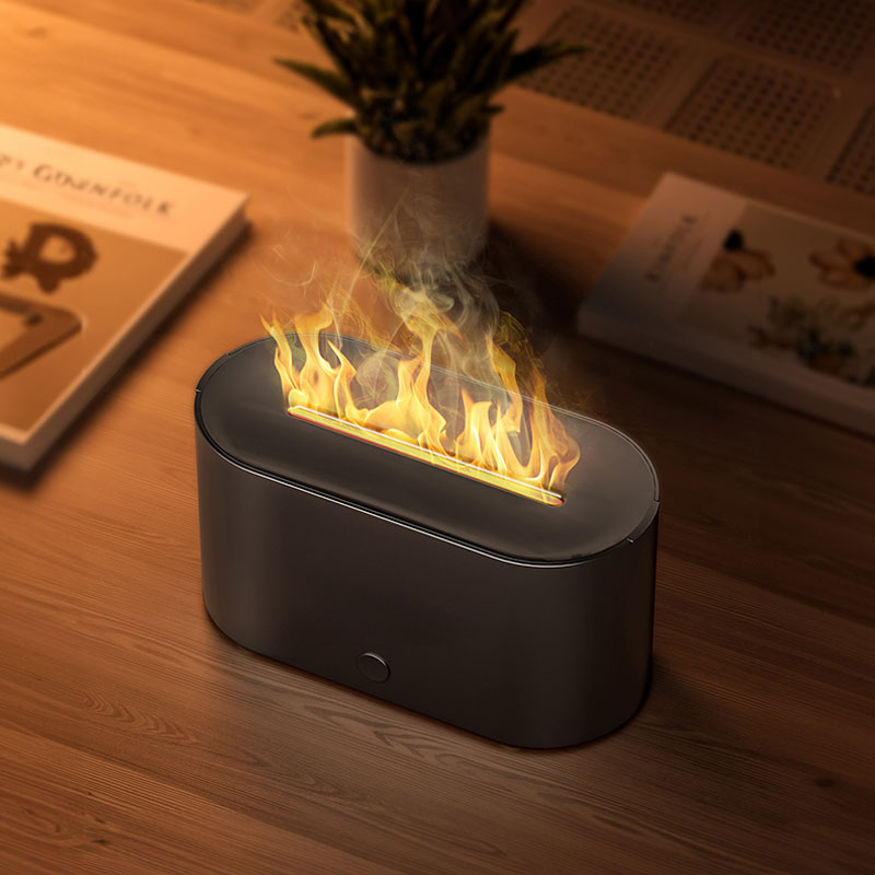 Difusor LED De Chama Simulada De 7 Cores , Umidificador De Névoa Fria USB Silencioso Para Desktop , Presente De Escritór
