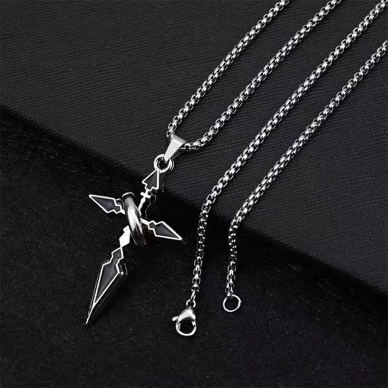  Colar masculino com pingente de cruz em aço titânio, corrente versátil e moderna, acessório de moda masculina, estilo