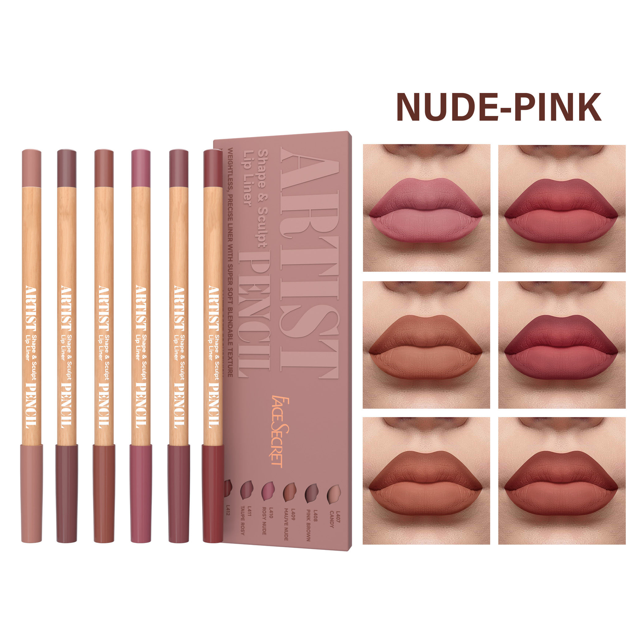 Conjunto de 6 lápis de delineador labial matte aveludado | Longa duração e não ressecam | Perfeito para contornar e