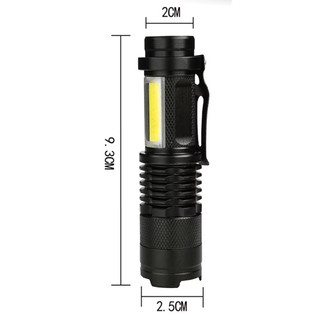  Lanterna LED Ultra Brilhante COB, Zoomável, Foco Ajustável, 3 Modos de Iluminação, Mini Tocha Alimentada por Bateria AA