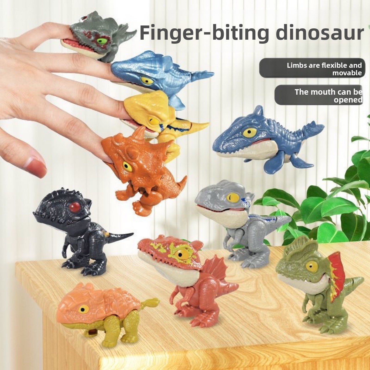  Brinquedo Engraçado Morde-dedos Versão Coreana Mini Dinossauro Tiranossauro Realista Decoração de Mesa