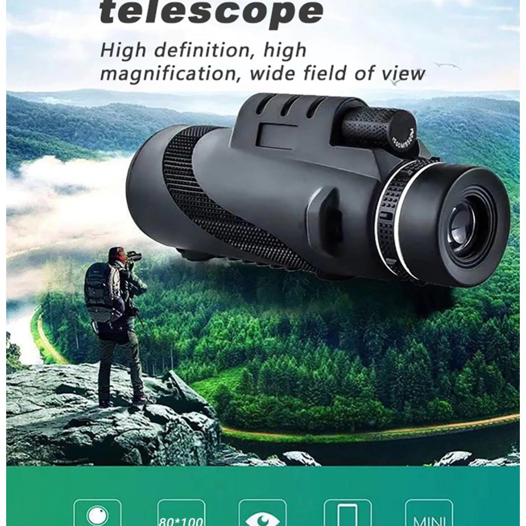 Telescópio Monocular De Alta Definição , Visão Noturna Com Pouca Luz Para Fotografia De Telefone Ao Ar Livre