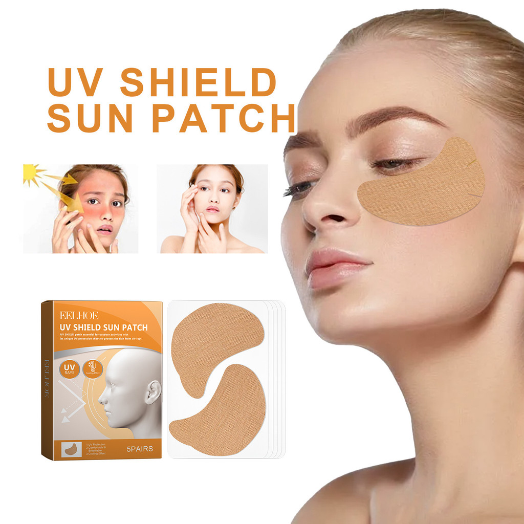  Patches de Máscara para Olhos com Protetor Solar - 5 Pares com Aloe e Eucalipto, Acalma e Refresca os Olhos Atualizados