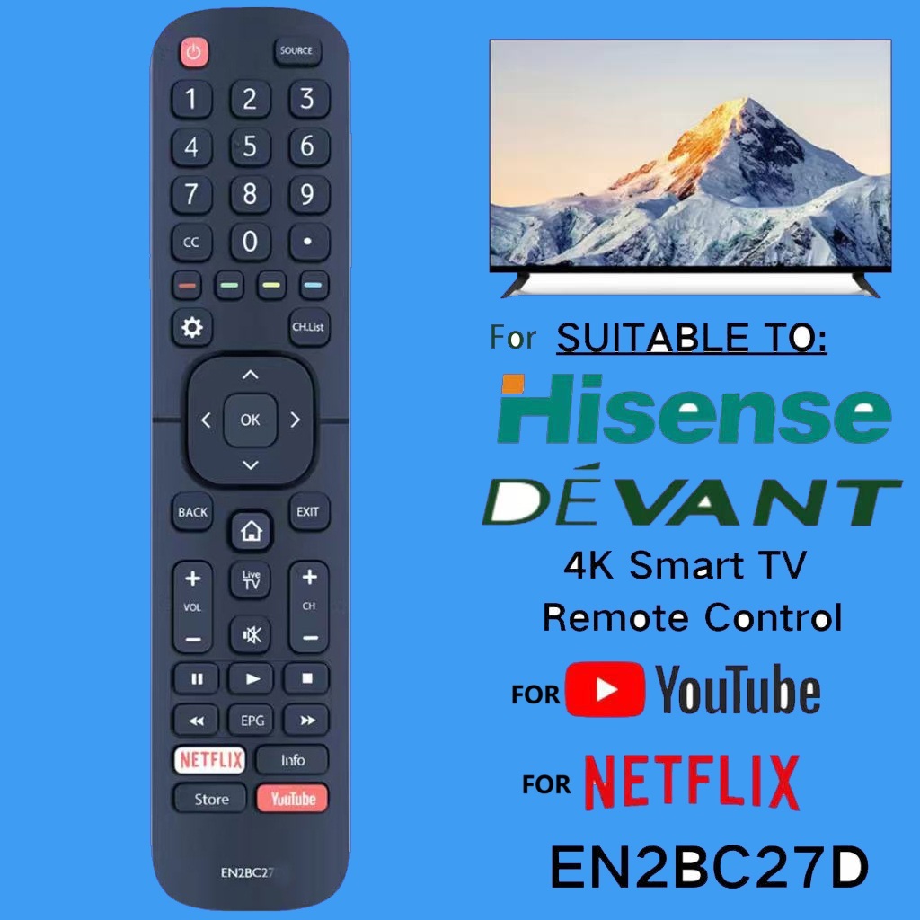  Controle Remoto para Smart TV Hisense EN2B27 EN2B27D