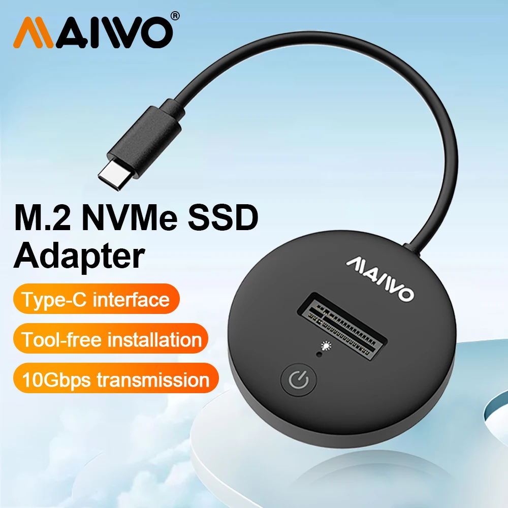 MAIWO 10Gbps NVMe SATA M.2 SSD Docking Station USB 3.2 Gen2 Adaptador de unidade de estado sólido USB-C M2 NGFF NVMe