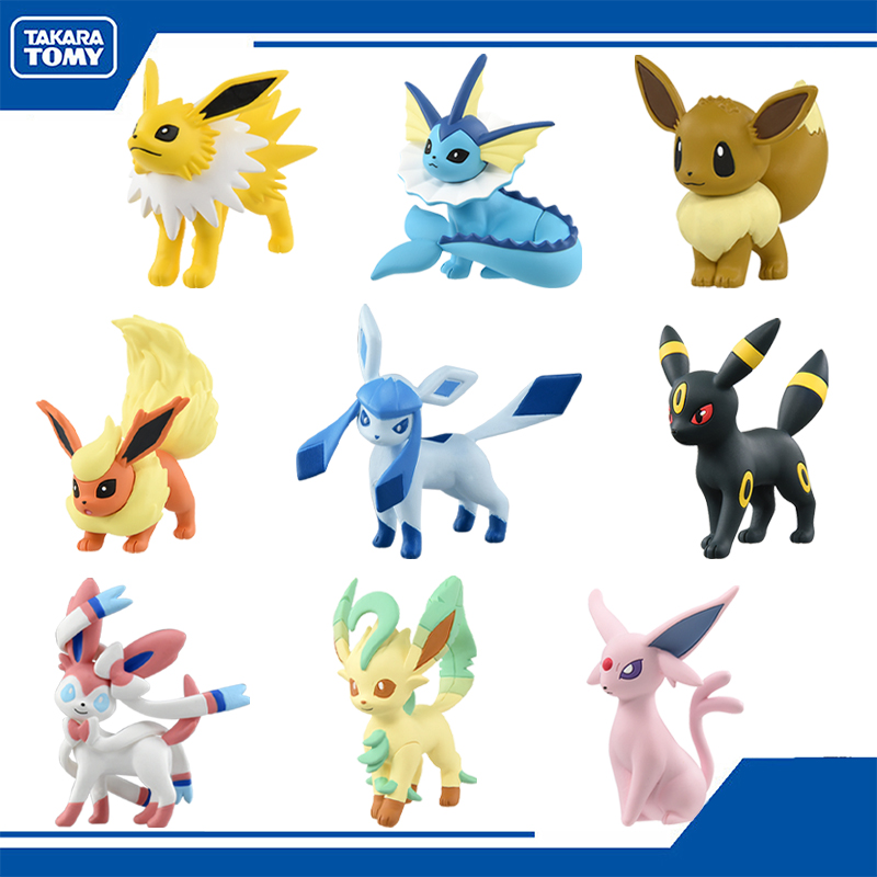 Pokémon TOMY TOY Figuras Pokémon Eevee Leafeon Sylveon Umbreon Espeon Flareon Vaporeon Jolteon Glaceon Brinquedos de PVC