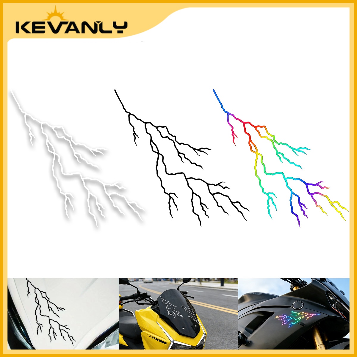 KEVANLY 1Pc Adesivos De Motocicleta À Prova D'água Lightning Crack Decalques De Decoração Corporal