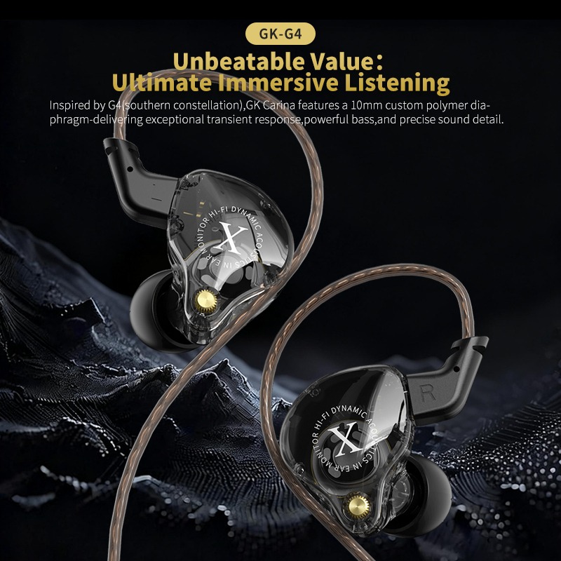 GK G4 Fones De Ouvido Para Jogos Esportivos Com Fio 10MM Dinâmico HiFi Bass Cancelamento De Ruído Intra-Auriculares Músi