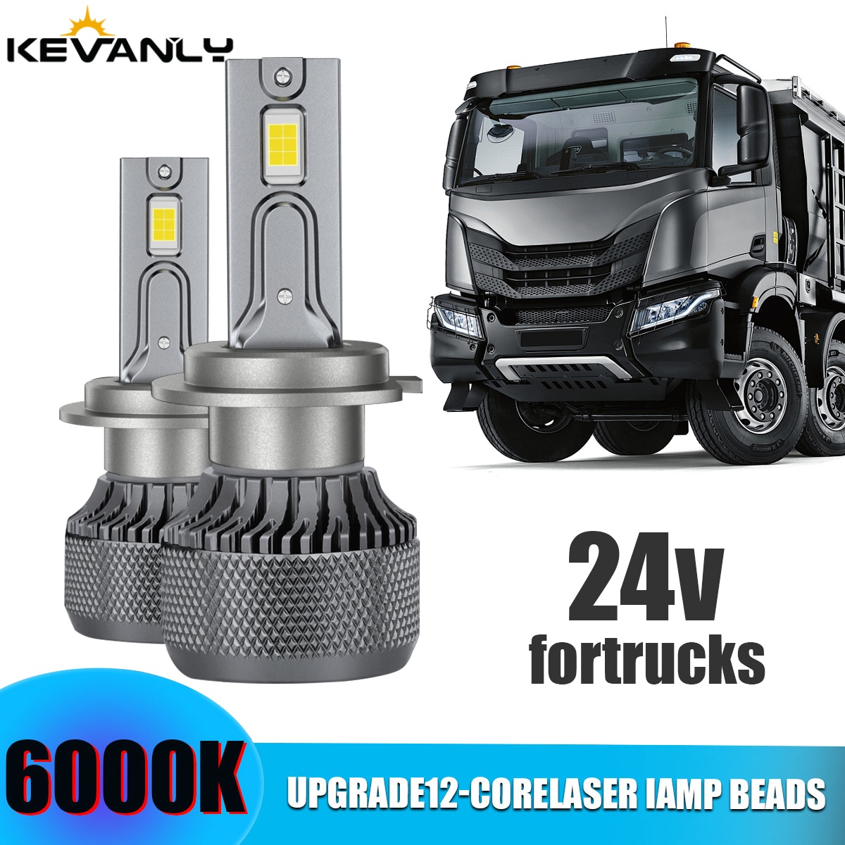 KEVANLY 2pcs 24V LED Carro Farol H4 24V Fonte de Alimentação para Caminhão Luz de Nevoeiro Canbus com Ventilador