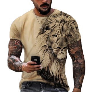 Camisetas Unisexo Para Homens 3d Lion Rock Hip-Hop Retro Vestuário Masculino Unisex Street Wear T-Shirt