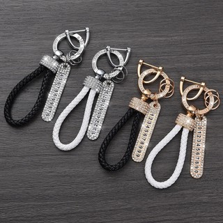 Chaveiro Chaveiro de Cristal de Cristal Cintilante Feminino Chaveiro de Couro de Luxo Anti-perda Chaveiro de Couro de PU feito à mão Chaveiro de Corda de Couro Homens Fivela de Prata dourada Porta-Chaves Porta-Chaves Porta-Chaves Porta-Chaves de Carro Núm