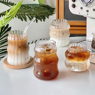 Home Café Minimalista Chávena De Vidro Listrado Com Alto Teor De Borosilicato Água Transparente Suco De Leite