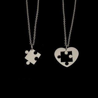 Nova Moda Quebra-Cabeça Do Amor Colar De Casal Um Punk Hip Hop Festival De Aniversário Jóias De Amizade 2PCS/Set