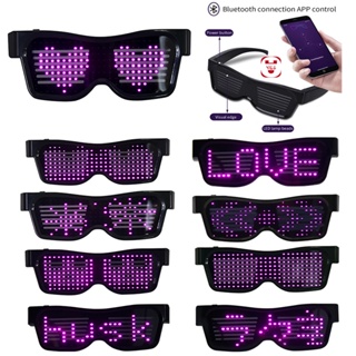Controle De Aplicação Óculos De Festa Bluetooth Led Party Idiomas Personalizados Carga USB Flashing Luminous Eyewear Concerto De Natal Sol em Oferta na Shopee