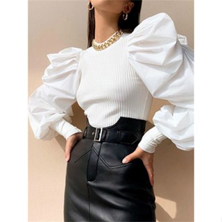 Hirigin OL Mulheres Camisas De Manga Longa Puff Sleeve Blusa Primavera Outono Moda Elegantes Top Cor Sólida Feminina Mujeres Blusas