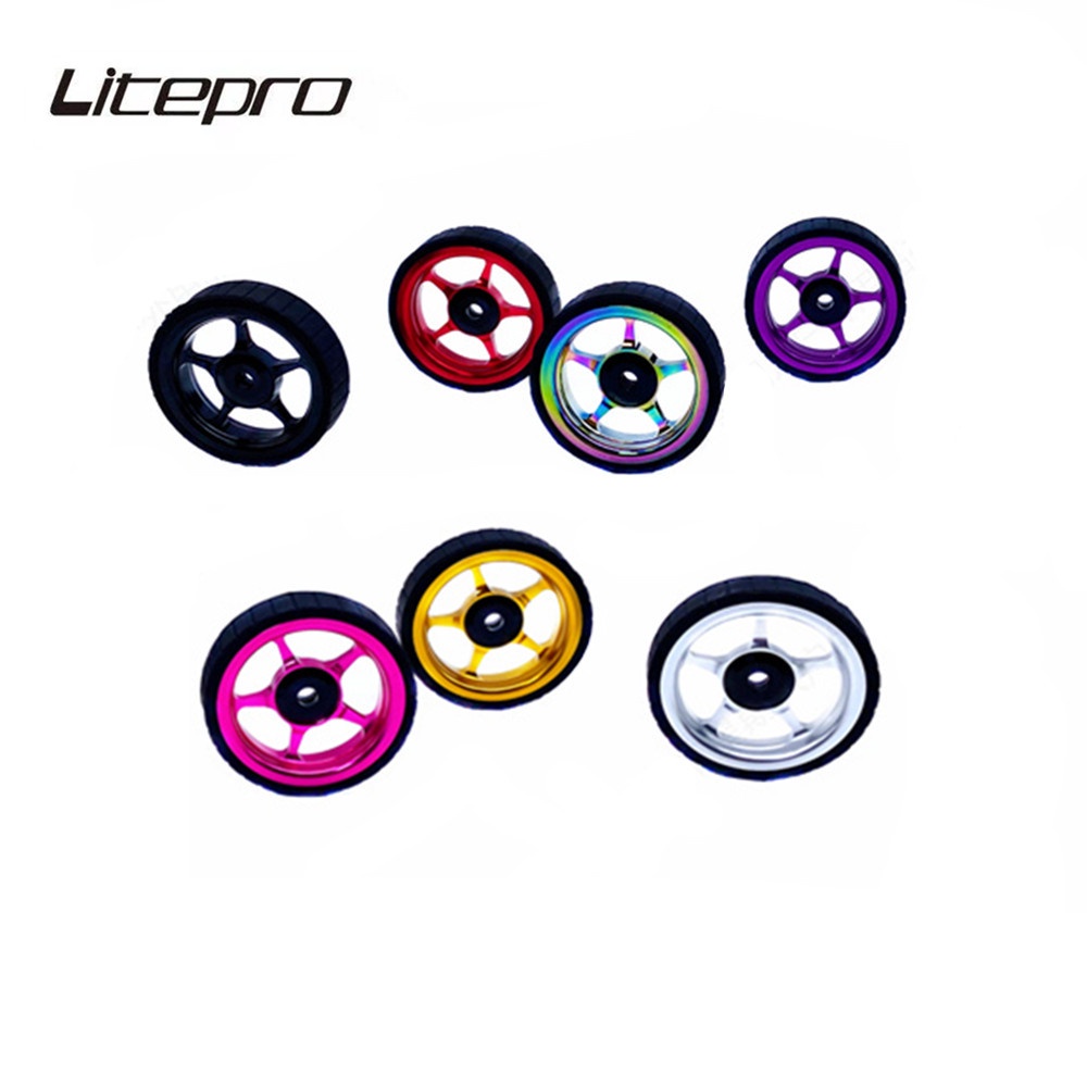 Litepro Bicicleta Dobrável Ampla Roda Fácil 6mm Liga De Alumínio Ampliar Easywheels Empurrando Para Brompton