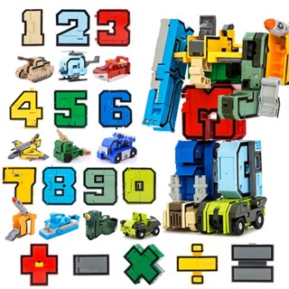 Conjunto Completo 10pcs Robôs De Montagem Transformação De Blocos De Construção De Ação Figura Deformação De Brinquedo De Carro Número Brinquedos Educativos Matemáticos