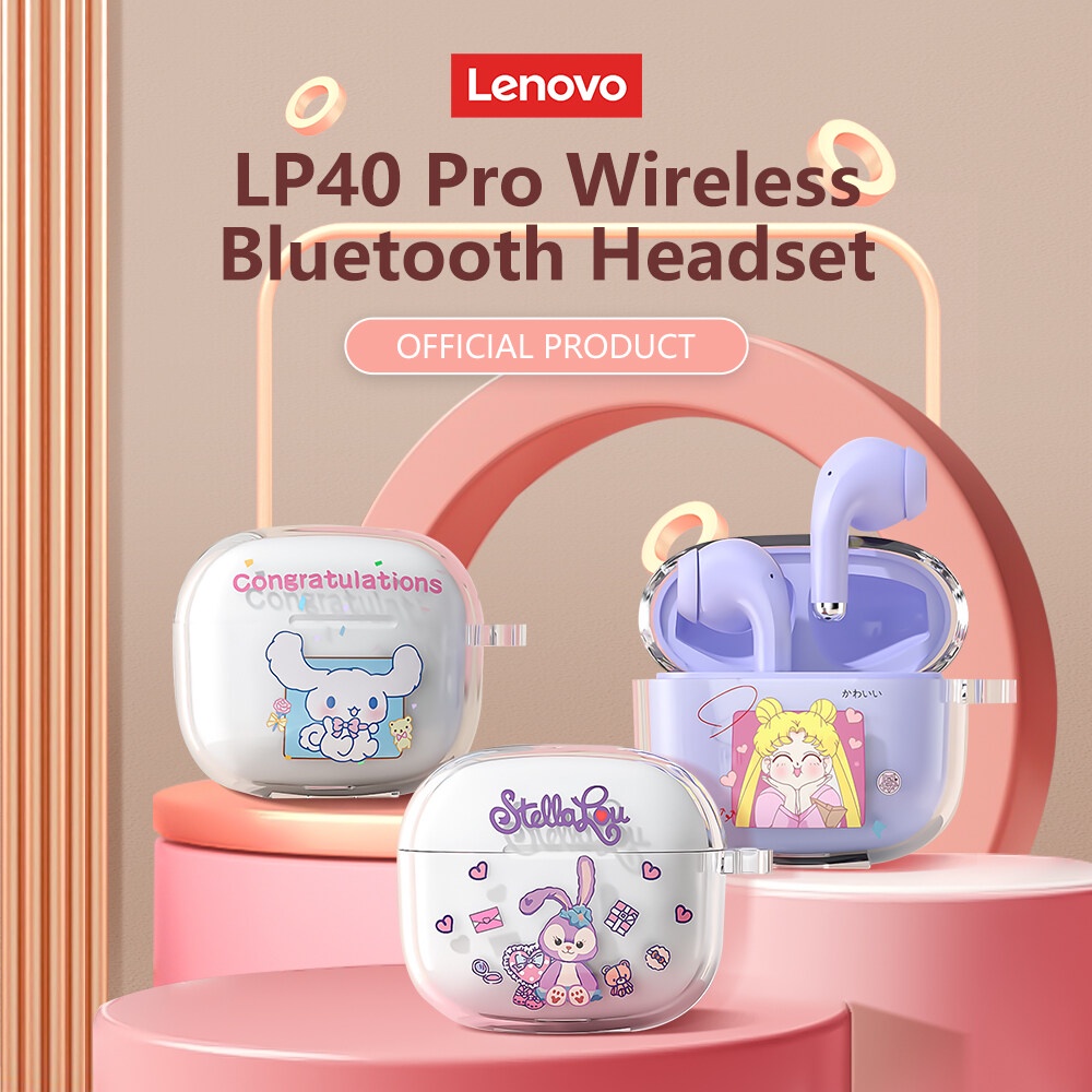 Fone de ouvido Lenovo Lp40 Pro Tws Bluetooth com capa fone de ouvido Bluetooth para jogos esportivos sem fio com microfone e suporte para chamadas de vídeo