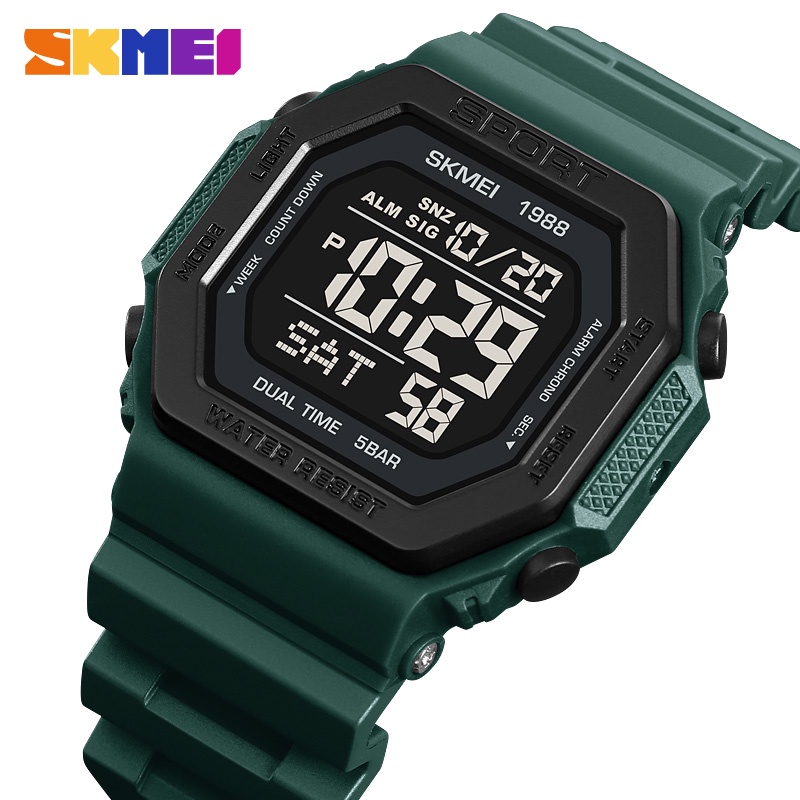Relógio De Pulso SKMEI Fashon Back Light Digital Sport Relógios Esportivos Digitais De Contagem Regressiva Militares 5Bar À Prova D'água reloj hombre em Oferta na Shopee