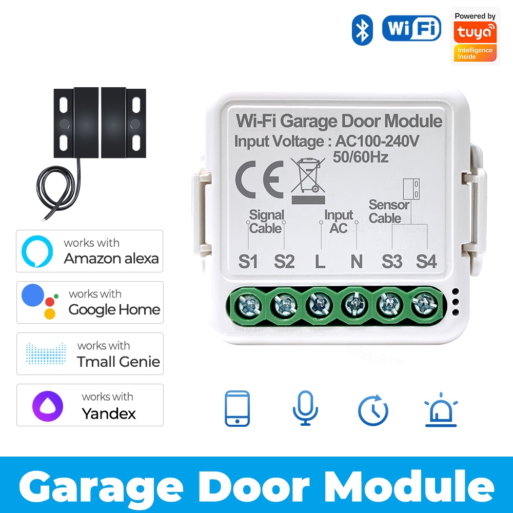SMATRUL WiFi Tuya Smart Garage Door Switch Sensores De Abertura De Portas Controlador Life APP Controle Remoto Fechamento Monitoramento Alexa Google Home Tmall Genie em Oferta na Shopee
