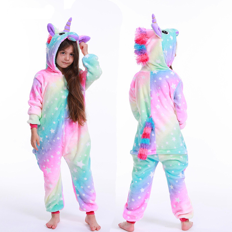 Detalhes do Kigurumi Crianças Pijamas Flanela Kids Meninas Meninos Inverno Animal Unicórnio Ponto Pikachu Dinossauro Cartoon Onesies
