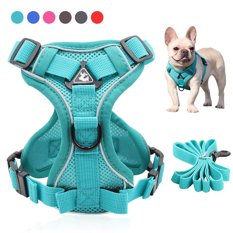 Conjunto De Trela Ajustável De Arreios Para Cães De Estimação Colete Pequenos E Grandes Refletivo De Malha Gatos em Oferta na Shopee
