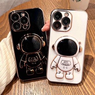 Estojo De Luxo Para Telefone Com Suporte Astronauta Galvanizado Pacote Completo Anti-Queda E À Prova De Choque Adequado iPhone 11 12 13 14 Pro Max XS X XR 7 8 Plus