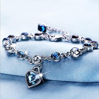 Fashion Ocean Heart Shaped Crystal Bracelet Pulseira De Cristal Em Forma De Coração Presente De Jóias De Alta Qualidade Para Mulheres