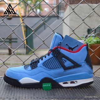 Autêntico Air Jordan Retro 4 Travis Scott Azul Branco AJ4 Sapato De Basquetebol 2018
