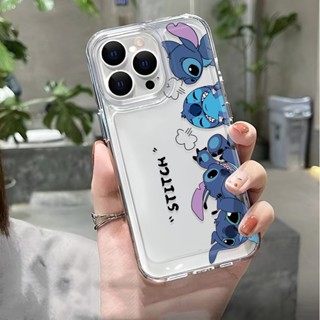 Espaço Estético Transparente Estojo De Guerra Para iphone 14 pro max 11 13 12 7 8 Plus X XR XSMax Fashion Cute Blue Stitch Protection Capa À Prova De Choque