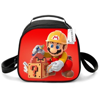 Mario anime infantil Isolamento lancheira redonda menino menina estudante saco de piquenique ao ar livre Alça de ombro sacola de almoço Saco de gelo