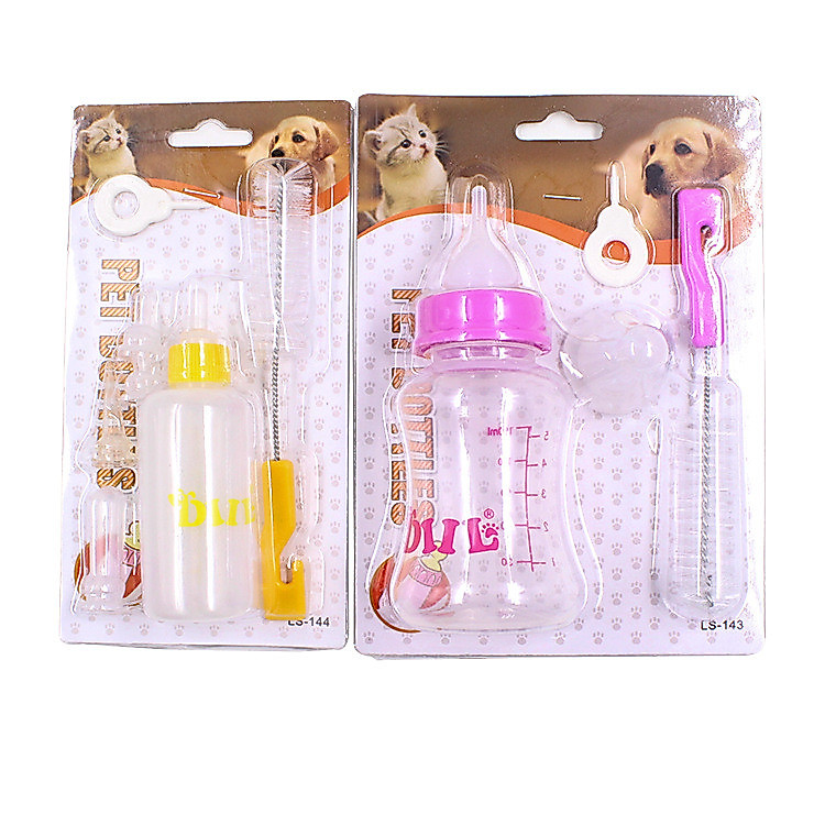 Siheng garrafa para animais de estimação filhote de cachorro gatinho alimentando boca macia Multi-mamilo com escova de g