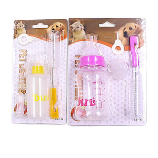 Siheng garrafa para animais de estimação filhote de cachorro gatinho alimentando boca macia Multi-mamilo com escova de g