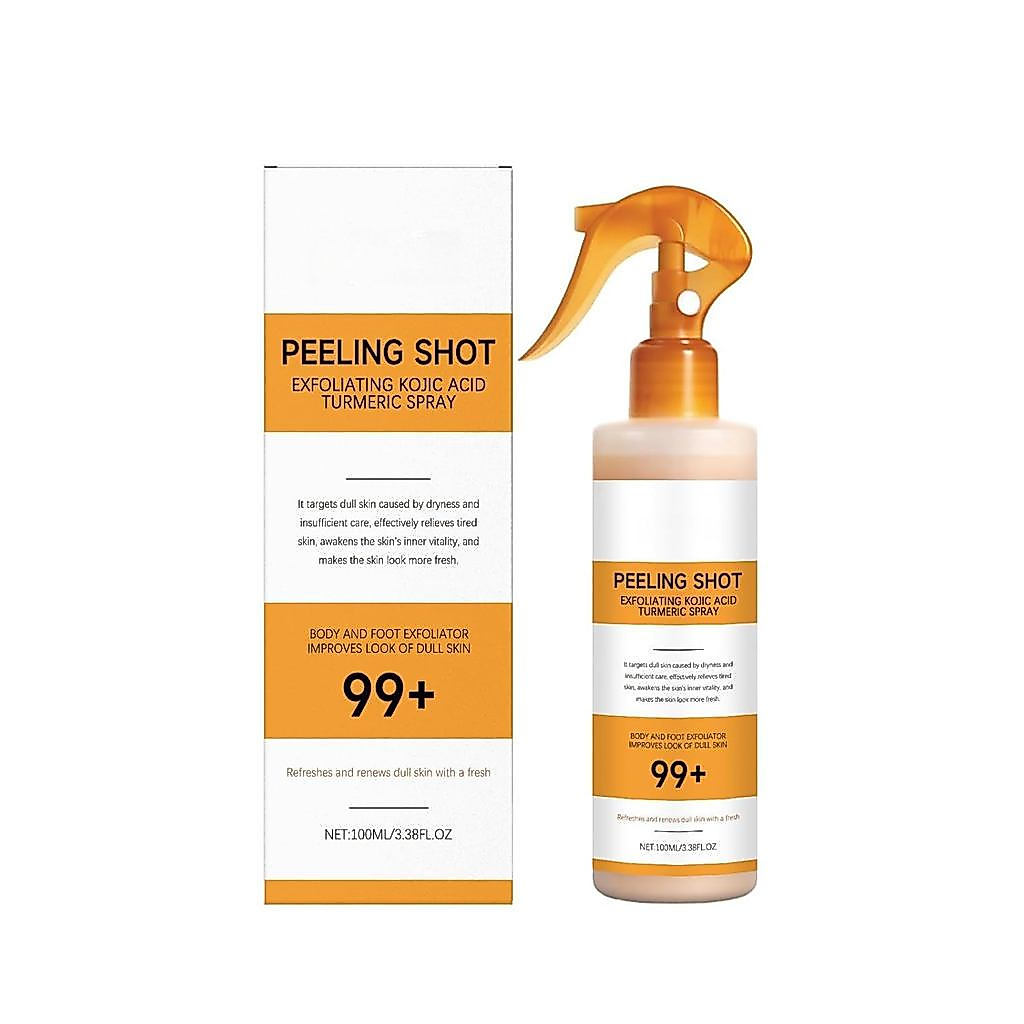 Spray Esfoliante de Ácido Kójico e Cúrcuma, Solução Esfoliante de Cúrcuma para Tratamento Suave do Corpo