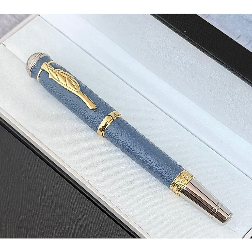 Caneta Luxuosa Da Série MB Mont GT Roller/Ballpoint/Fountain Com Acabamento Em Folha Prateada/Ouro Para Presentes De Esc