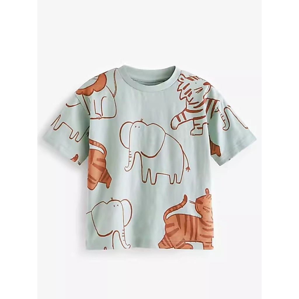 24 novo estilo roupas de verão meninos elefante tigre em torno do pescoço de manga curta camiseta topo bebê puro algodão