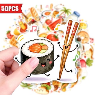  50 folhas aquarela antropomórfico Gourmet adesivos macios fofos desenhos animados adesivos à prova d'água manual cadern