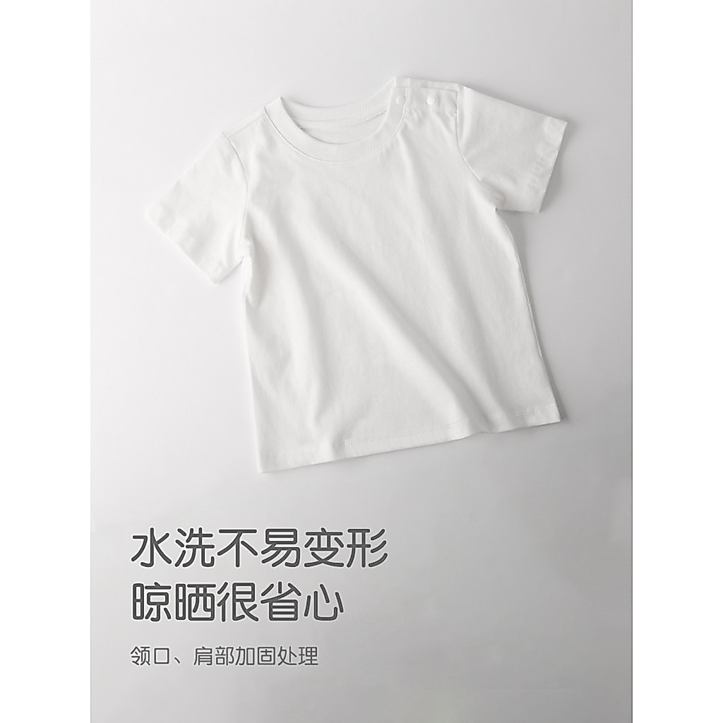 Crianças puro branco de manga curta camiseta meninos meninas manga curta puro algodão branco puro meia manga roupas infa
