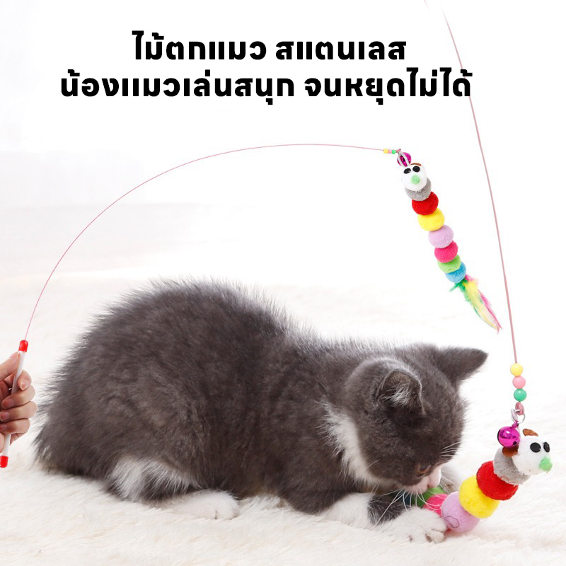 yoyopet : Cat Teaser ไม้ล่อแมว แบบสปริง ของเล่น ที่ตกแมว ลวดสลิง