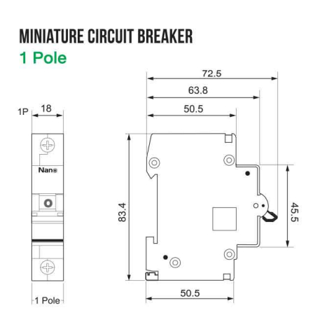 รูปสินค้า เซอร์กิตเบรกเกอร์ MCB 1 ขั้ว 6kA ทนกระแส 16-32A รุ่น NMD31
