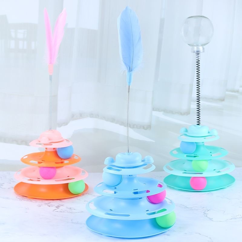 รางบอลแมว ทาวเวอร์ 4 ชั้น ของเล่นแมว มีที่เสียบไม้ตกแมว Joy Tower บอลแมว ของเล่นน้องแมว ไม้ล่อแมว - ภาพที่ 4