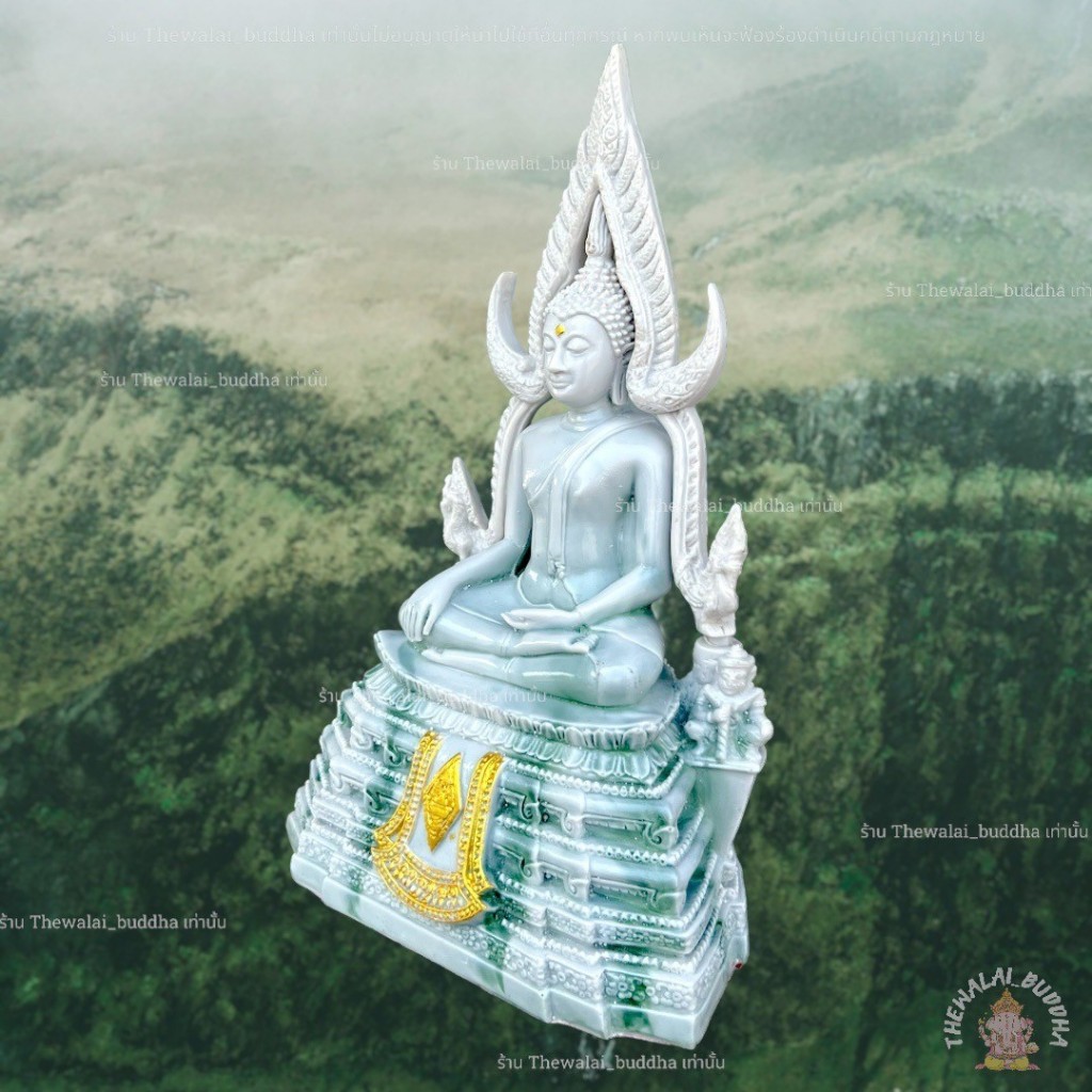 รูปสินค้า พระพุทธชินราช บูชาสีหินอ่อนลายหยก ผ่านพิธี 3/5 นิ้ว