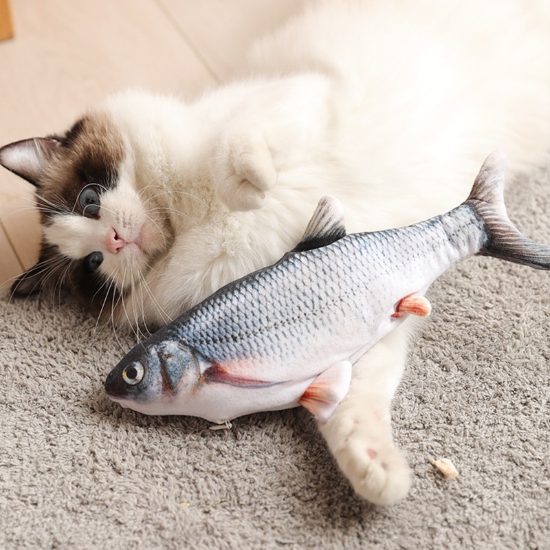 ตุ๊กตาแคทนิป ปลาดุ๊กด๊ก ของเล่นแมว แคทนิป ดิ้นได้ มีแบตเตอรี่ในตัว ฟรี สายชาร์จUSB ปลาแมวตุ๊กตาปลาของเล่นสัตว์เลี้ยง - ภาพที่ 4