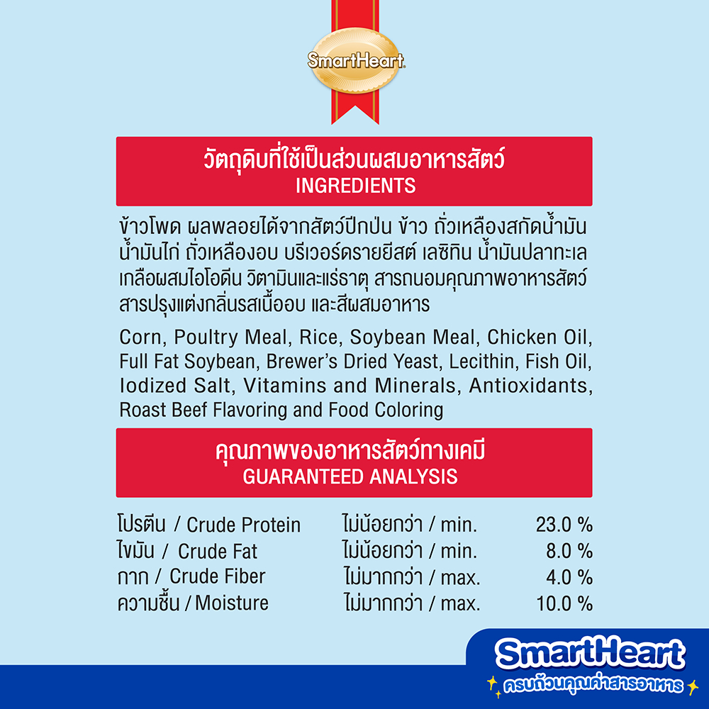 [ขายดี]สมาร์ทฮาร์ท อาหารสุนัข สุนัขโต รสเนื้ออบ 20 กก./ SmartHeart Adult Roast Beef 20kg - ภาพที่ 6