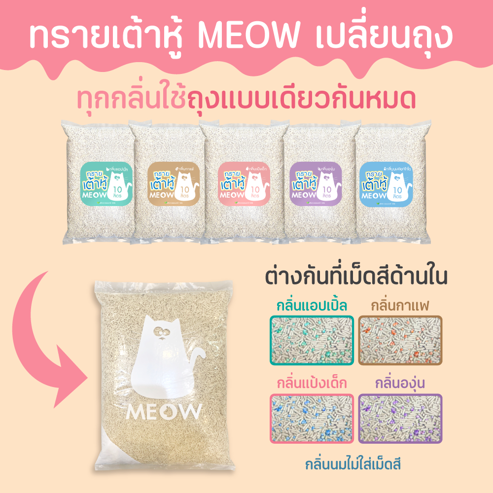 MEOW ทรายแมวเต้าหู้ / ทรายแมวมันเต้าเจ้าแรก  10 ลิตร ทรายแมวผลิตจากพืช ทิ้งชักโครกได้ - ภาพที่ 3