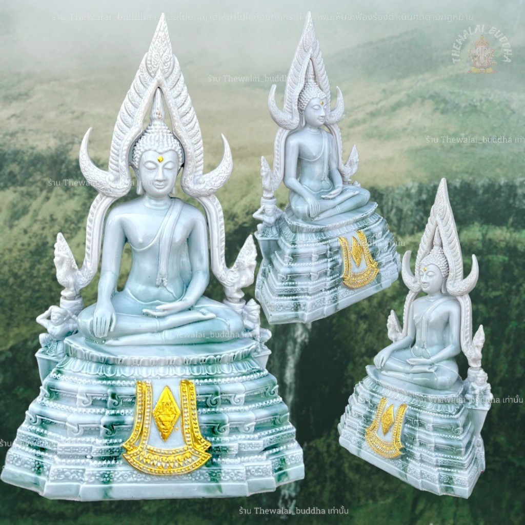 รูปสินค้า พระพุทธชินราช บูชาสีหินอ่อนลายหยก ผ่านพิธี 3/5 นิ้ว